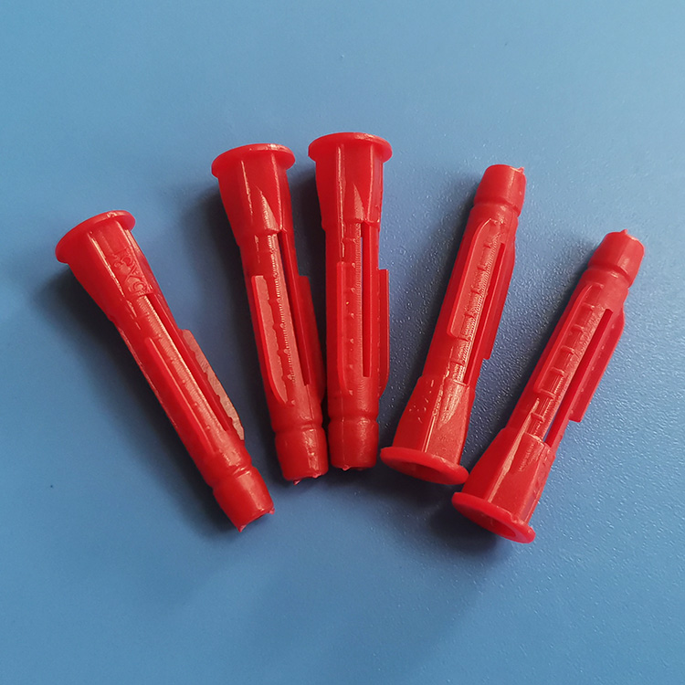 5*31红色打结型膨胀胶塞空心砖塑料涨塞适用M4螺丝