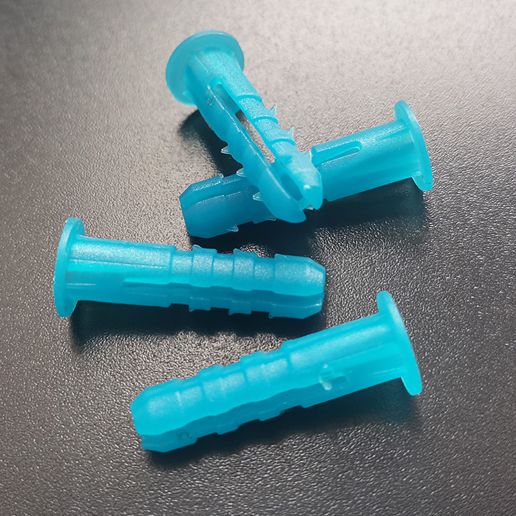 胶塞壁虎067C蓝色25mm长入墙膨胀管带钩锚塞